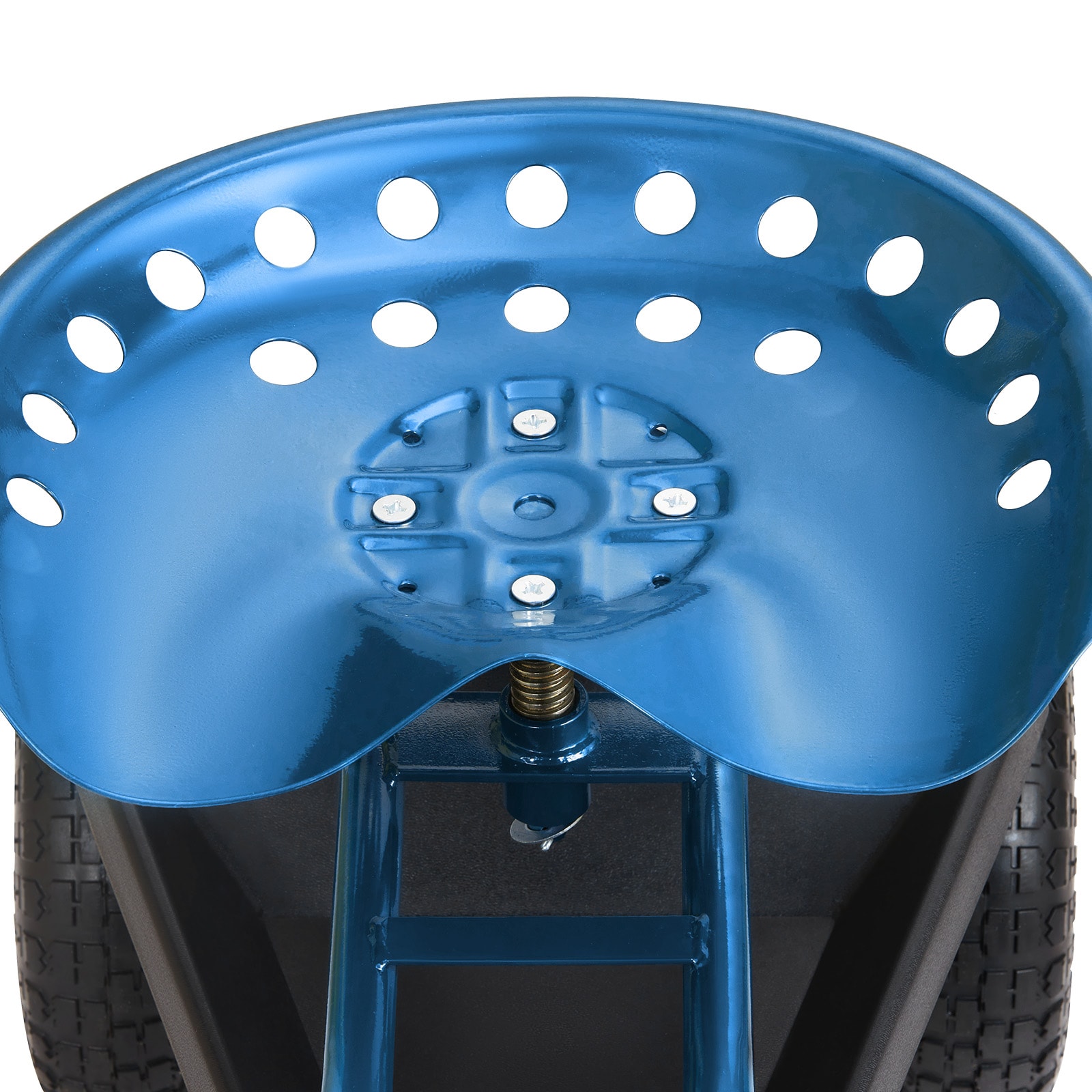Garden Rolling Work Seat With Swivel Chair And Tool Tray Blue_voghion.com
